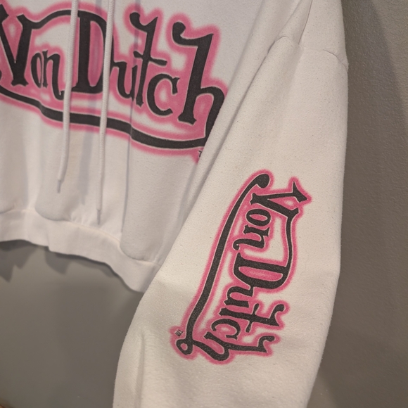 Von Dutch White Hoodie with Pink & Black Logo - Picture 3 of 5